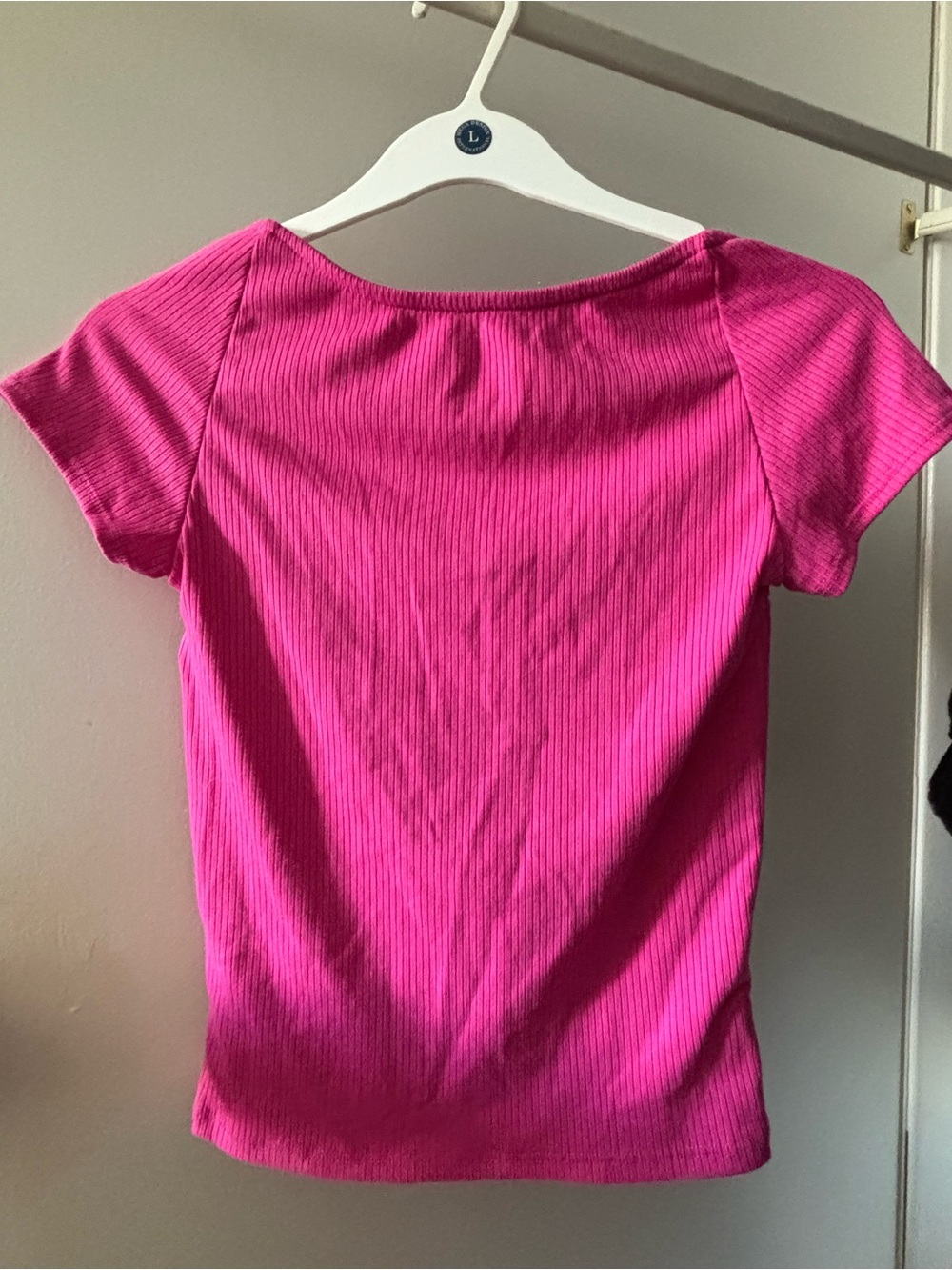 Urban Outfitters Ribbed Short-Sleeve Top - Bright Pink